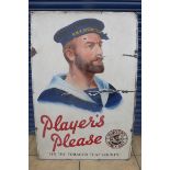 A large Player's Please 'It's the tobacco that counts' pictorial enamel sign depicting the sailor in