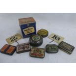 A small Peek Frean's Famous Biscuits sample tin, a selection of gramophone needle tins and two