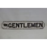 An aluminium directional sign for Gentlemen, 29 1/4 x 5".
