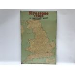 A Firestone Tyres Geographia road map of England and Wales, unusually an early tin version, 22 1/2 x