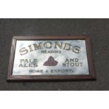A Simonds Pale Ales and Stout of Reading rectangular oak frame advertising mirror by the Brilliant