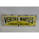 A Veritas Mantles for Strength and Brilliancy enamel finger plate by Griffiths and Browett Ltd.