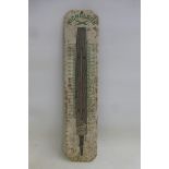A Nicholson Files pictorial tin thermometer, the thermometer framed by an oversized file, 3 1/4 x