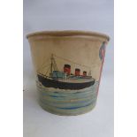 A rare Cunard Steam Ship Company Limited cardboard bucket made by the Dixie Cup Division of America,