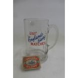 An England's Glory Matches of Moreland, Gloucester glass tankard.