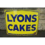 A Lyons' Cakes rectangular enamel sign, 39 x 29 1/2".