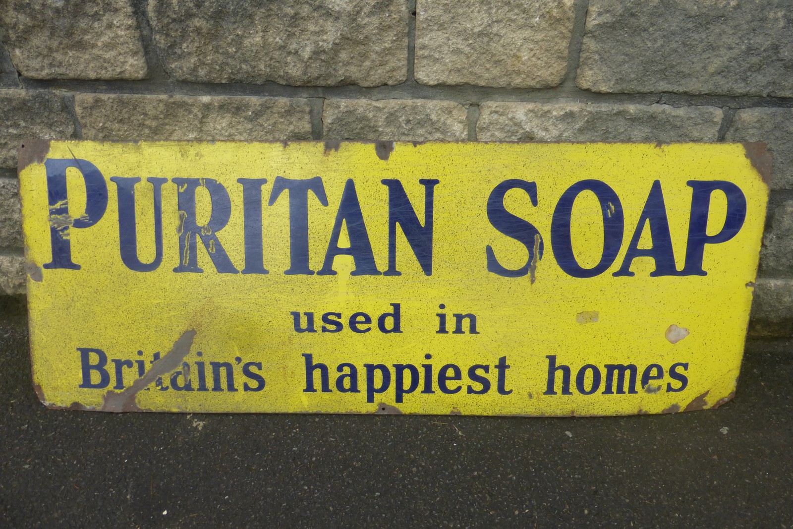 A Puritan Soap rectangular enamel sign, 48 x 18".