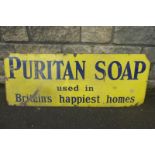 A Puritan Soap rectangular enamel sign, 48 x 18".
