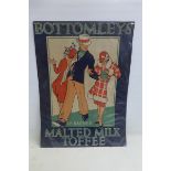 A large Bottomleys Malted Milk Toffee pictorial advertisement depicting three figures titled: 'Oi!