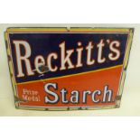 A Reckitt's Starch rectangular enamel sign, 18 x 13".