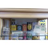 A selection of tins and packaging mostly related to tea and coffee including a UK Teas rectangular