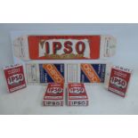 Four Ipso full soap powder boxes and two box labels.