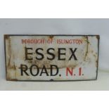 An enamel road sign - Borough of Islington, Essex Road N1, 32 x 16".