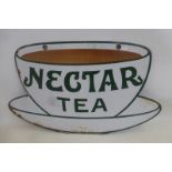 A Nectar Tea 'teacup shaped' enamel sign by Patent Enamel, with good gloss, 21 x 12".