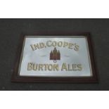 An Ind, Coope's Burton Ales rectangular oak framed pub advertising mirror 35 1/2 x 25 1/2".