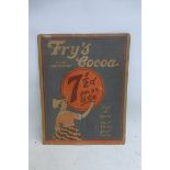 A Fry's Pure Breakfast Cocoa showcard depicting a lady writing the price 7 1/2d, 6 1/4 x 8".