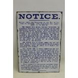 An early Explosives Information rectangular enamel sign by Willing & Co. London, 11 x 16".