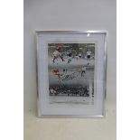A framed and glazed signed photograph of Sir Geoff Hurst.