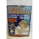 A rare Saqui & Lawrence Jewellers of Brighton and Eastbourne pictorial enamel sign depicting a