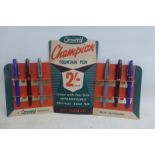 A Cotswold Champion Foutain Pen display card with six pens attached.
