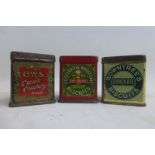 Three Rowntree's and C.W.S miniature cube shaped sample tins.