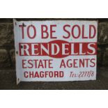 A Rendells Estate Agents of Chagford 'To be Sold' double sided rectangular enamel sign with