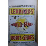 A large Lennards World Famed Boots and Shoes of Bristol rectangular enamel sign, 29 1/2 x 42 1/2".