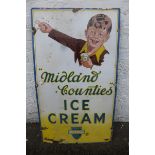 A Midland Counties Ice Cream pictorial enamel sign 24 x 42".