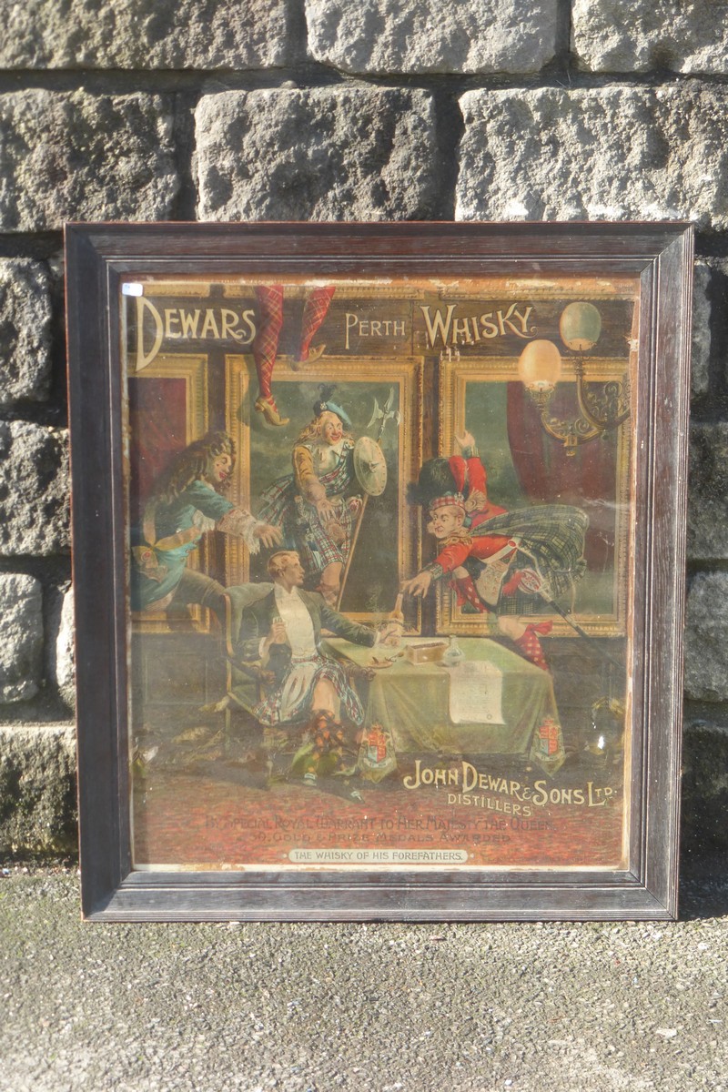 An oak framed and glazed Dewars of Perth Whisky pictorial advertisement - The Whisky of His