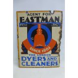 An Art Deco double sided enamel sign advertising Eastman and Son, The London Dyers and Cleaners