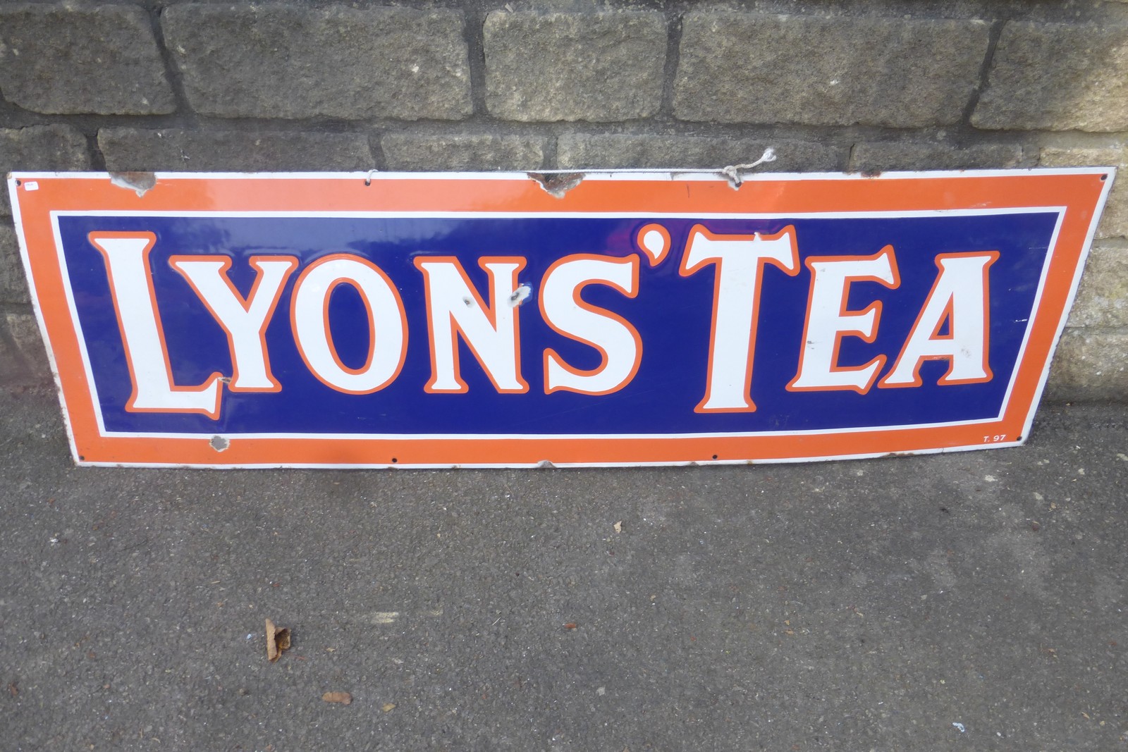 A Lyons' Tea rectangular enamel sign with very good gloss, 59 x 17 3/4".