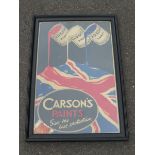 A framed and glazed Carson's Paints pictorial showcard, designed and printed by Nathaniel Lloyd &