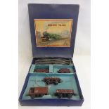 A cased Hornby O gauge clockwork train set, no. 601 Good Set, in good condition.