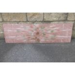 An Art Deco enamel fireplace grate, signed, 42 x 12"