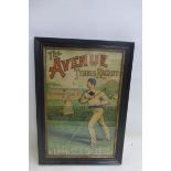 A rare Avenue Tennis Racket pictorial showcard depicting a gentleman and lady playing tennis, W. &