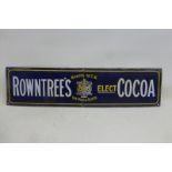 A Rowntree's Cocoa rectangular enamel sign with central royal coat of arms and unusually with the