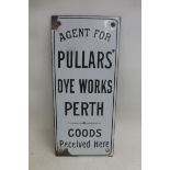 A Pullars' Dye Works of Perth rectangular enamel finger plate, 4 x 9".