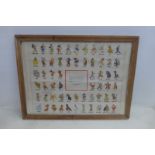 A large framed and glazed Walt Disney poster depicting Walt Disney character designs - Presented for