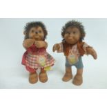 A pair of Steiff hedgehog figures, 'Macki and Mucki'.