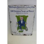 A Wellington Journal & Shrewsbury News pictorial enamel sign depicting a gentleman sat in a wingback