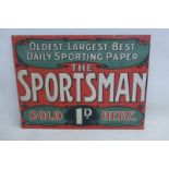 A rectangular showcard - The Sportsman Sold Here, 16 1/2 x 12".