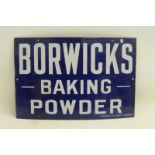 A small Borwick's Baking Powder rectangular enamel sign, with excellent gloss and very minor