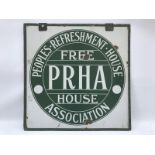 An unusual double sided enamel sign advertising People's Refreshment House Association, 20 x 20".