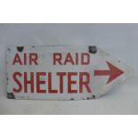 An Air Raid Shelter directional enamel sign by R & A Main Ltd. with one spot retouched, 22 x 9".