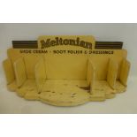 A Meltonian Shoe Cream, Boot Polish & Dressings wooden couter top dispensing display, 24"wide x 7