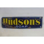 A small Hudson's Soap rectangular enamel sign, 29 x 8".