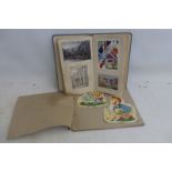 An interesting and early scrap album with early prints, original illustrations and designs, also a