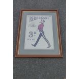 A framed and glazed 'Red Breast Flake' pictorial advertisement depicting a marching soldier, 22 1/