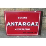 An "Antargaz Butane Vivapropane" double sided enamel sign with hanging flange, in excellent
