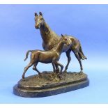 After Pierre Jules Mêne (French, 1810-1871): a bronze group of a Horse and Foal, signed "P. J. Mene"